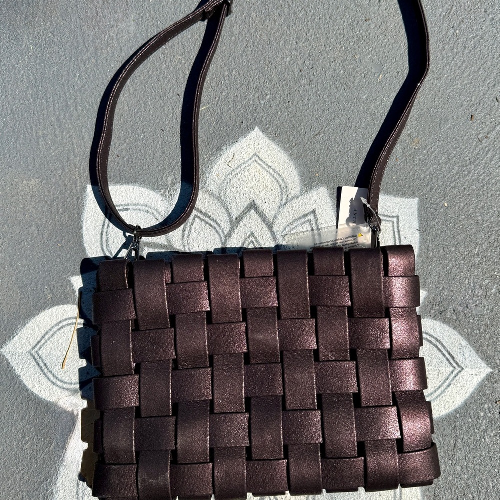 Anthropologie Black Woven Crossbody Bag